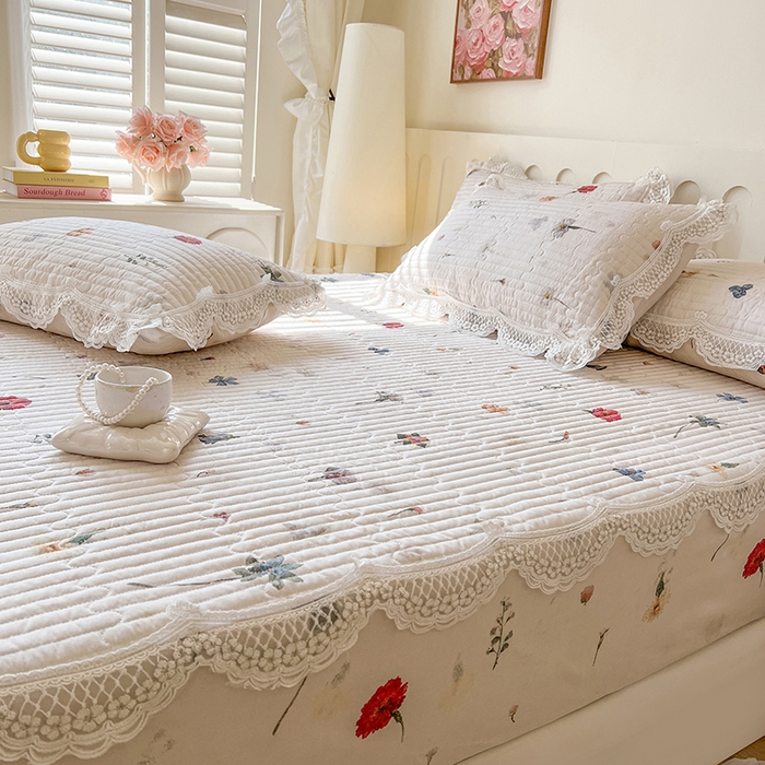 91家纺网 家纺一手货源 找家纺 网红馆（ck家纺） 2026新款莱赛尔天丝印花床笠 浪漫花舞