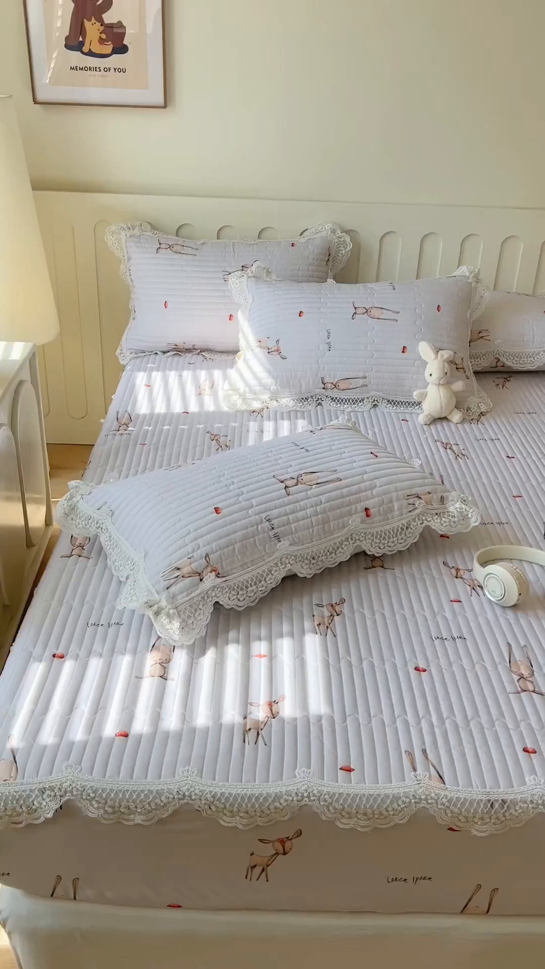 91家纺网 家纺一手货源 找家纺 网红馆（ck家纺） 2026新款莱赛尔天丝印花床笠 萌萌兔