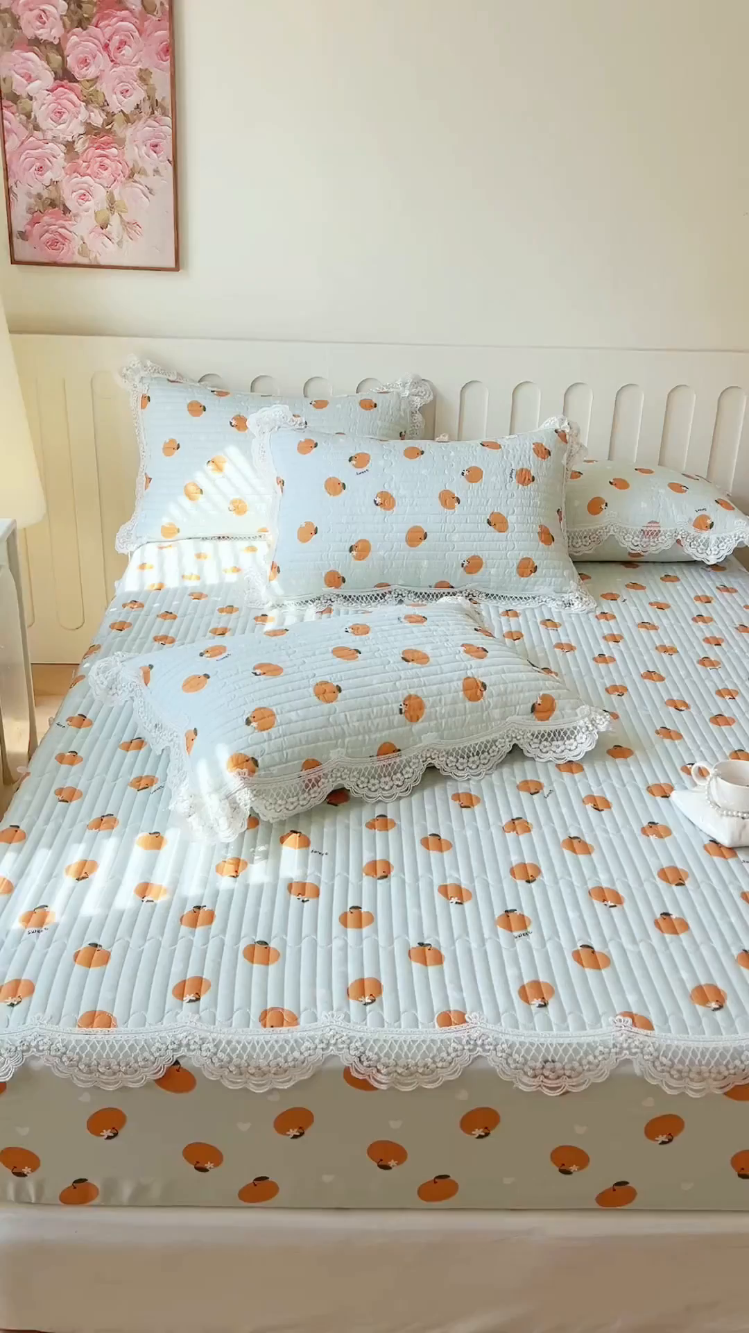 91家纺网 家纺一手货源 找家纺 网红馆（ck家纺） 2026新款莱赛尔天丝印花床笠 甜橙