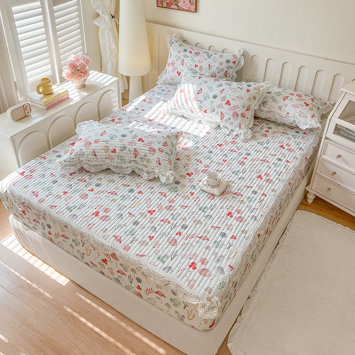 91家纺网 家纺一手货源 找家纺 网红馆（ck家纺） 2026新款莱赛尔天丝印花床笠 蘑菇森林