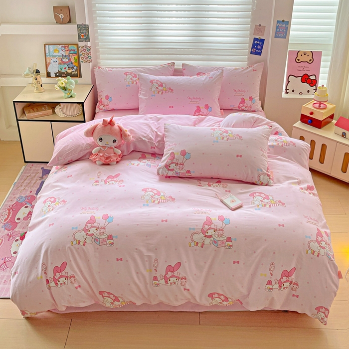 91家纺网 家纺一手货源 找家纺 朵希曼 2026新款正版授权全棉纯棉三丽鸥系列四件套 童趣美乐蒂