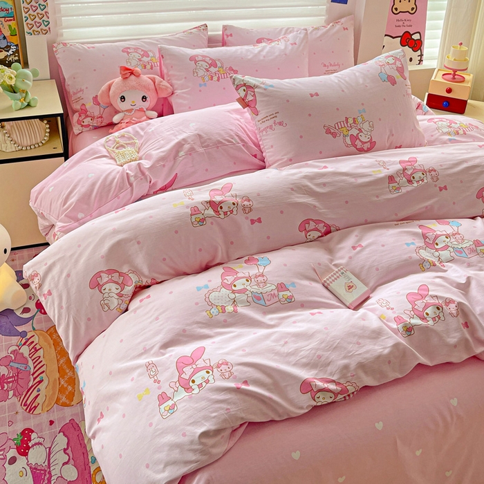 91家纺网 家纺一手货源 找家纺 朵希曼 2026新款正版授权全棉纯棉三丽鸥系列四件套 童趣美乐蒂