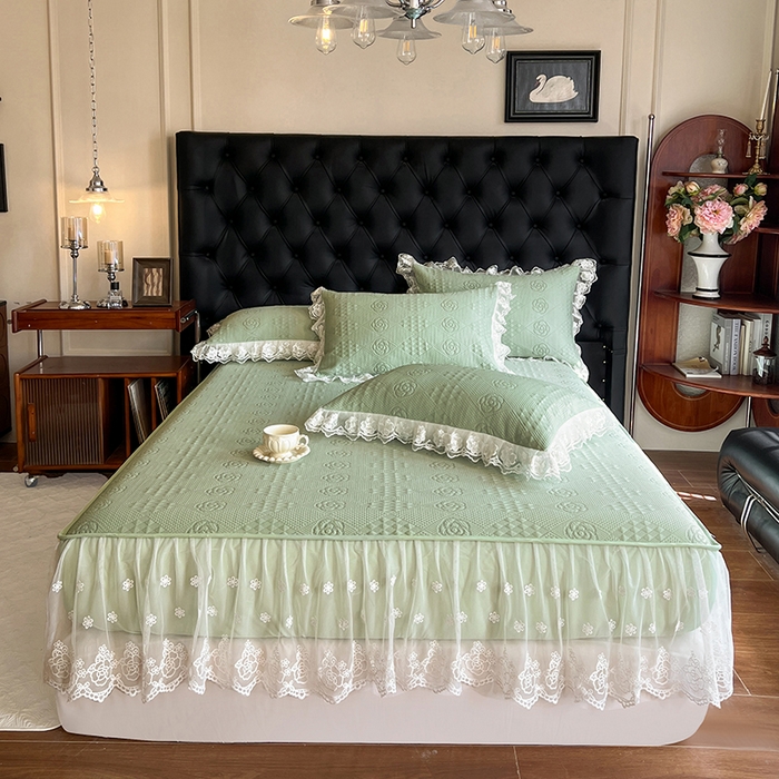 网红馆（ck家纺） 2026新款床笠式床裙豆豆冰凉席-瑞莎 艾绿