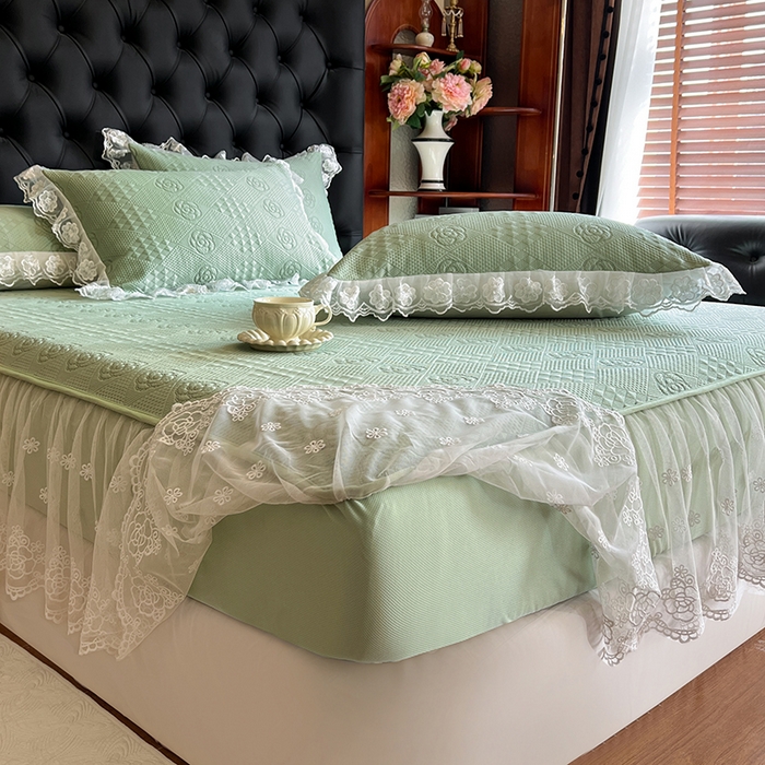 91家纺网 家纺一手货源 找家纺 网红馆（ck家纺） 2026新款床笠式床裙豆豆冰凉席-瑞莎 艾绿