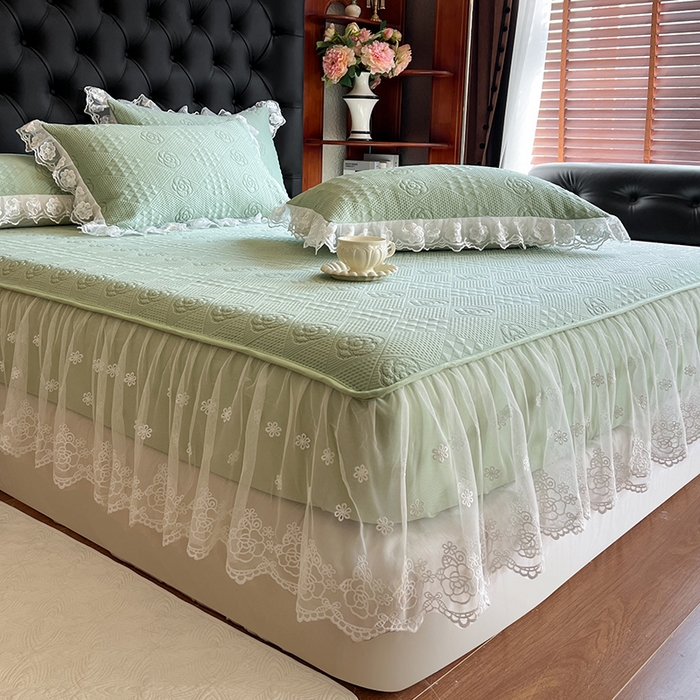 91家纺网 家纺一手货源 找家纺 网红馆（ck家纺） 2026新款床笠式床裙豆豆冰凉席-瑞莎 艾绿