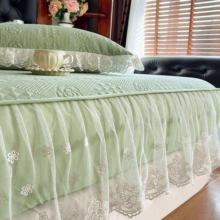91家纺网 家纺一手货源 找家纺 网红馆（ck家纺） 2026新款床笠式床裙豆豆冰凉席-瑞莎 艾绿