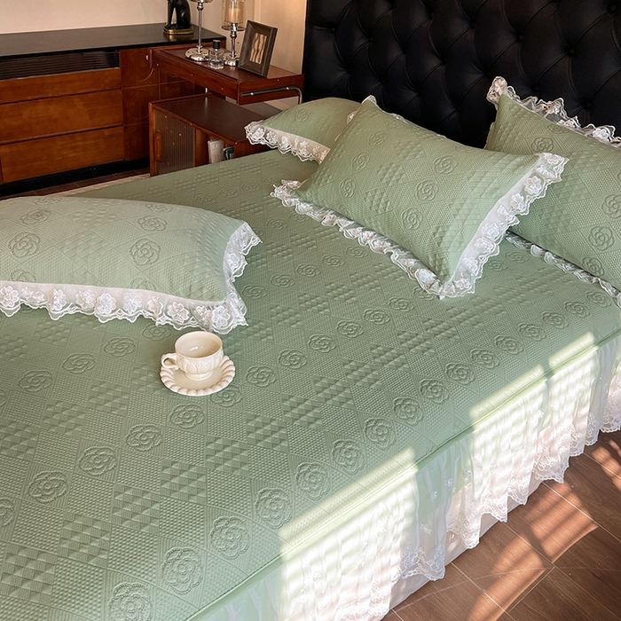 91家纺网 家纺一手货源 找家纺 网红馆（ck家纺） 2026新款床笠式床裙豆豆冰凉席-瑞莎 艾绿