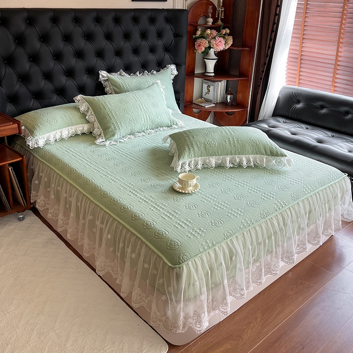 91家纺网 家纺一手货源 找家纺 网红馆（ck家纺） 2026新款床笠式床裙豆豆冰凉席-瑞莎 艾绿