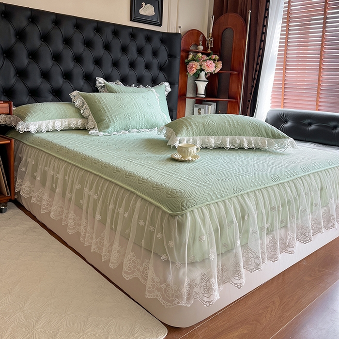 91家纺网 家纺一手货源 找家纺 网红馆（ck家纺） 2026新款床笠式床裙豆豆冰凉席-瑞莎 艾绿