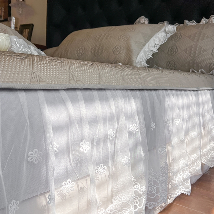 91家纺网 家纺一手货源 找家纺 网红馆（ck家纺） 2026新款床笠式床裙豆豆冰凉席-瑞莎 奶棕