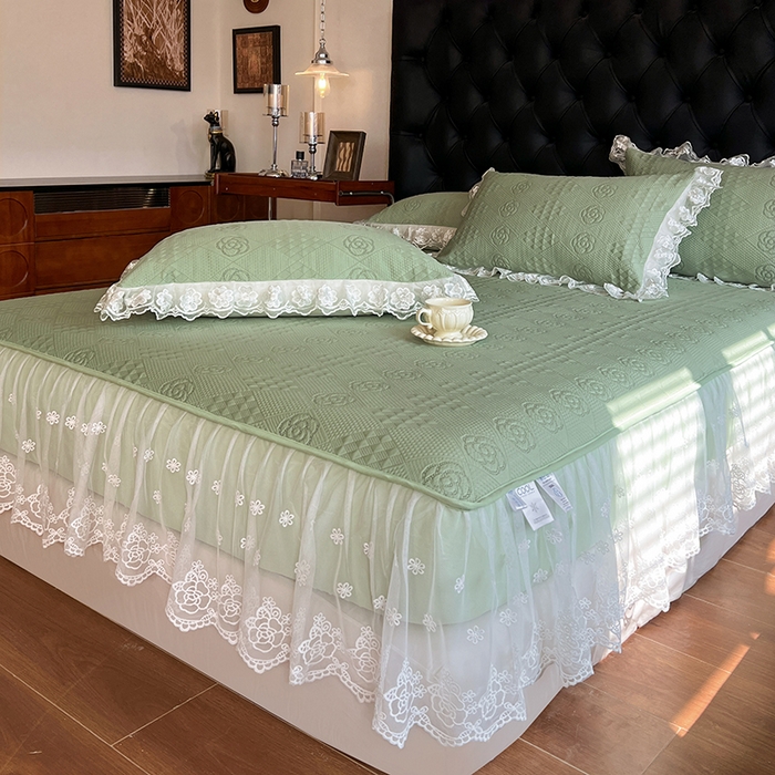 91家纺网 家纺一手货源 找家纺 网红馆（ck家纺） 2026新款床笠式床裙豆豆冰凉席-瑞莎 艾绿