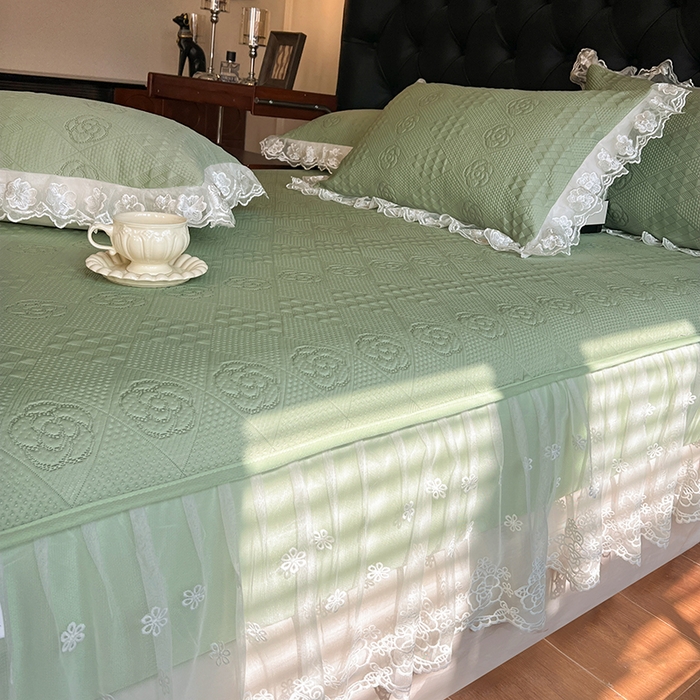91家纺网 家纺一手货源 找家纺 网红馆（ck家纺） 2026新款床笠式床裙豆豆冰凉席-瑞莎 艾绿