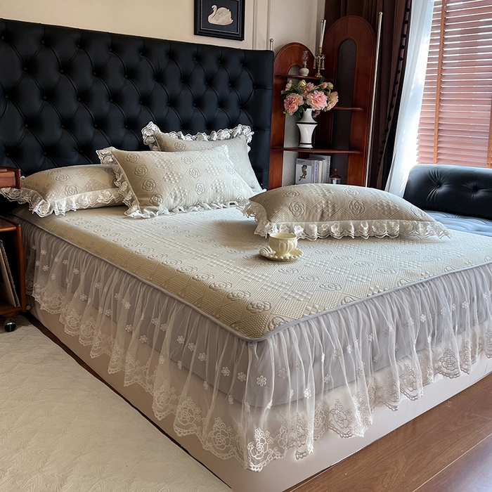 91家纺网 家纺一手货源 找家纺 网红馆（ck家纺） 2026新款床笠式床裙豆豆冰凉席-瑞莎 奶棕