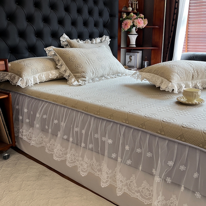 91家纺网 家纺一手货源 找家纺 网红馆（ck家纺） 2026新款床笠式床裙豆豆冰凉席-瑞莎 奶棕