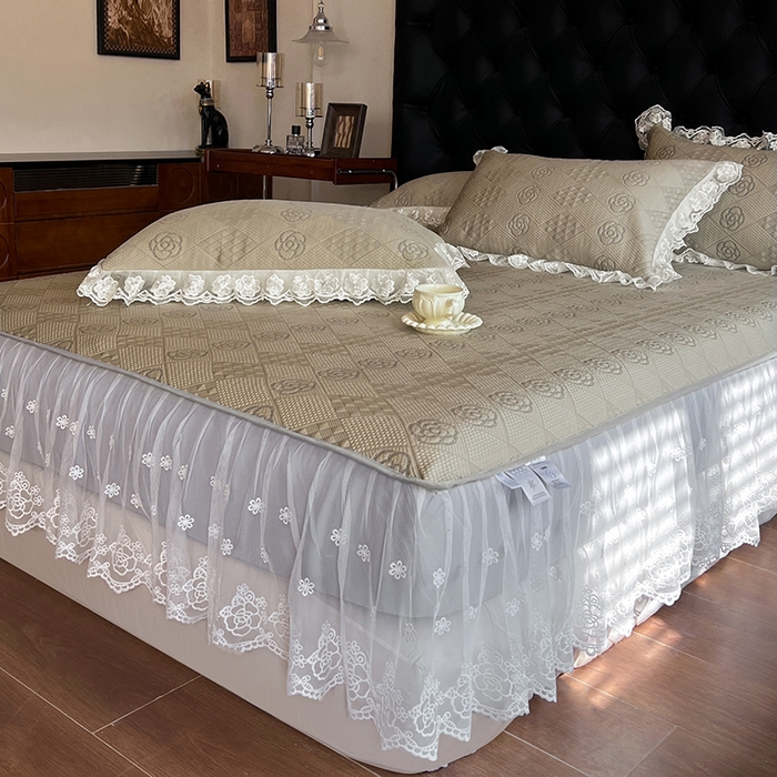 91家纺网 家纺一手货源 找家纺 网红馆（ck家纺） 2026新款床笠式床裙豆豆冰凉席-瑞莎 奶棕