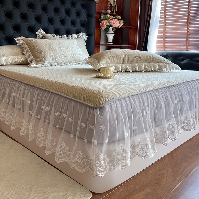 91家纺网 家纺一手货源 找家纺 网红馆（ck家纺） 2026新款床笠式床裙豆豆冰凉席-瑞莎 奶棕