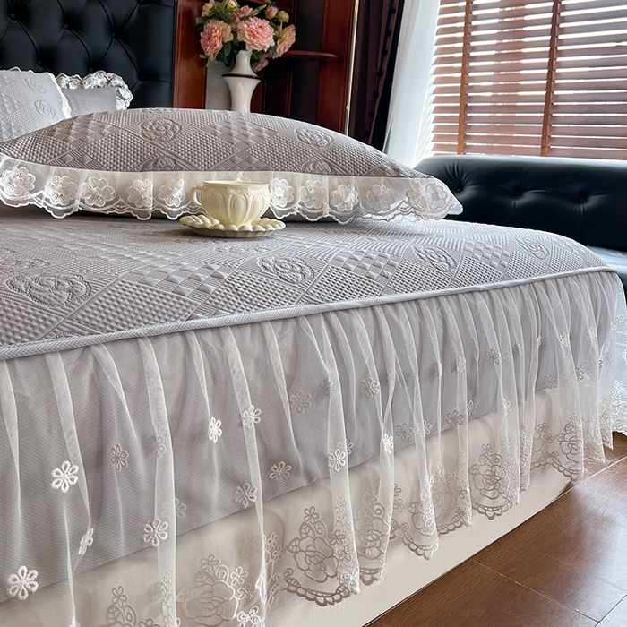 91家纺网 家纺一手货源 找家纺 网红馆（ck家纺） 2026新款床笠式床裙豆豆冰凉席-瑞莎 幻影灰