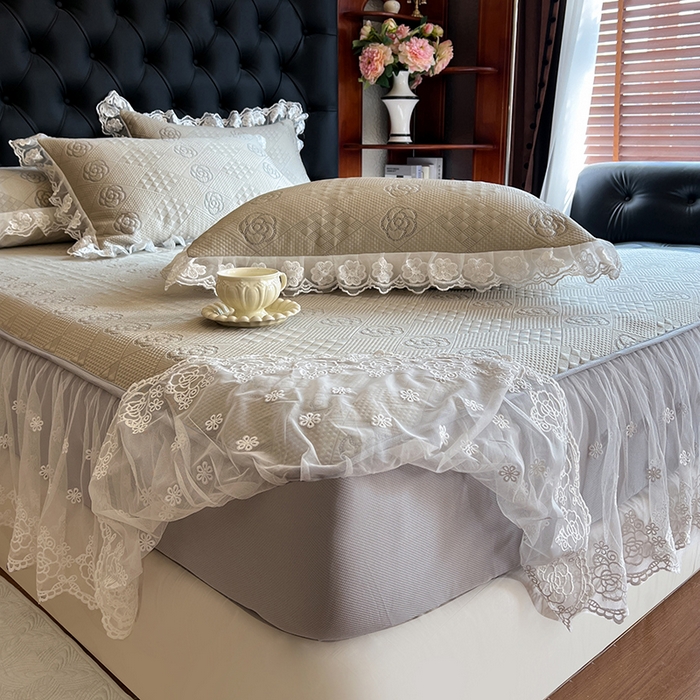 91家纺网 家纺一手货源 找家纺 网红馆（ck家纺） 2026新款床笠式床裙豆豆冰凉席-瑞莎 奶棕