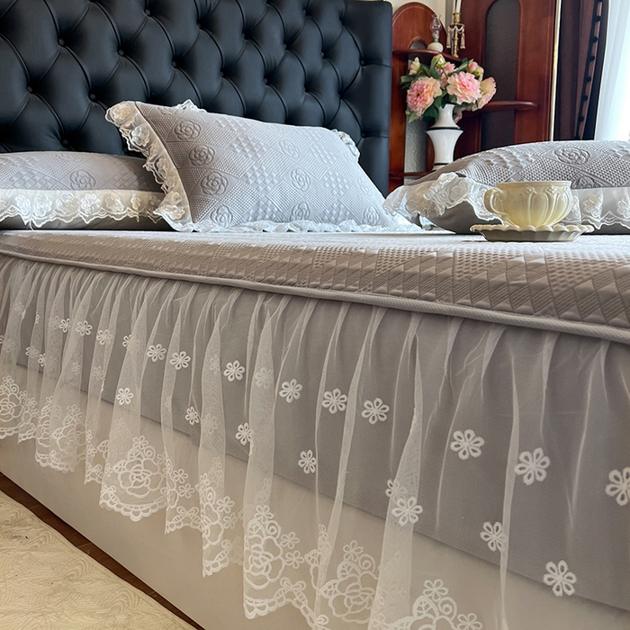 91家纺网 家纺一手货源 找家纺 网红馆（ck家纺） 2026新款床笠式床裙豆豆冰凉席-瑞莎 幻影灰