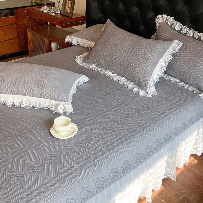 91家纺网 家纺一手货源 找家纺 网红馆（ck家纺） 2026新款床笠式床裙豆豆冰凉席-瑞莎 幻影灰