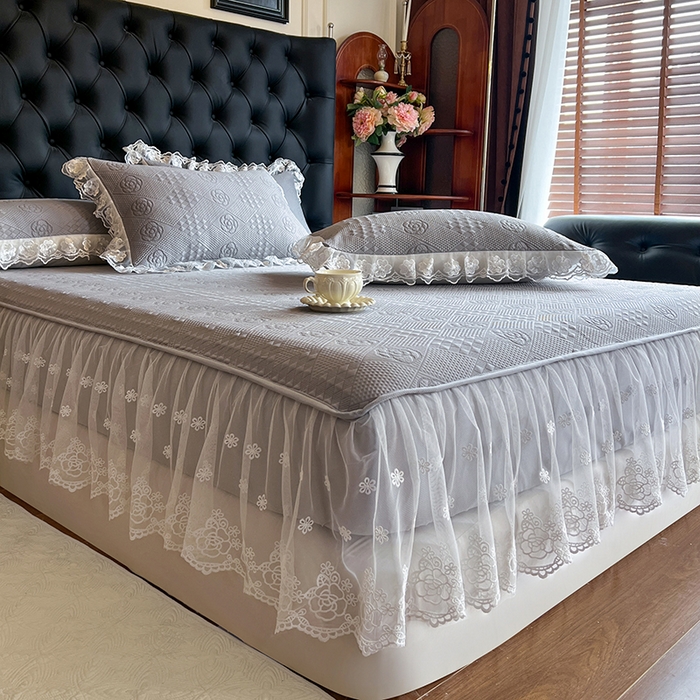 91家纺网 家纺一手货源 找家纺 网红馆（ck家纺） 2026新款床笠式床裙豆豆冰凉席-瑞莎 幻影灰