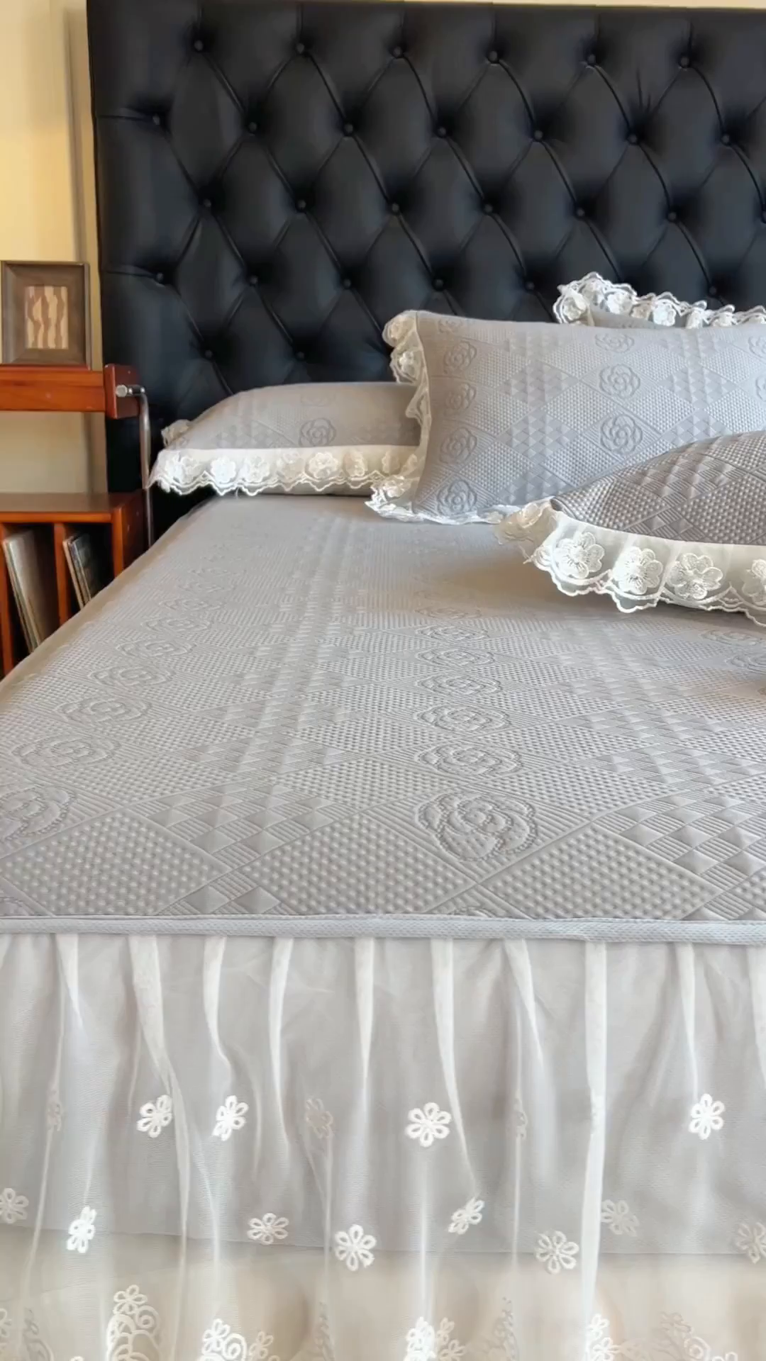 91家纺网 家纺一手货源 找家纺 网红馆（ck家纺） 2026新款床笠式床裙豆豆冰凉席-瑞莎 幻影灰