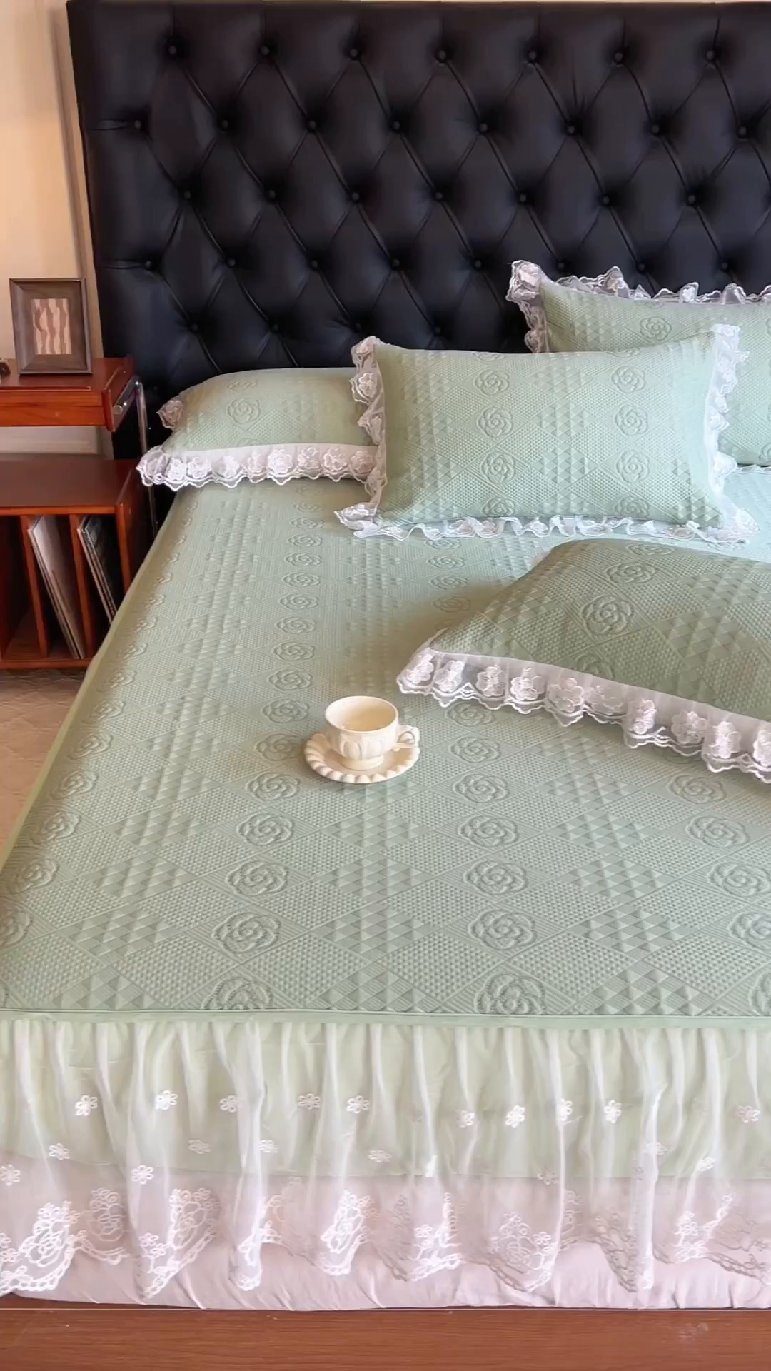 91家纺网 家纺一手货源 找家纺 网红馆（ck家纺） 2026新款床笠式床裙豆豆冰凉席-瑞莎 艾绿