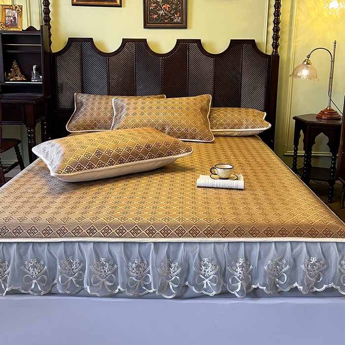 91家纺网 家纺一手货源 找家纺 （总）网红馆（ck家纺） 2026新款床笠式花边冰藤席-夏之语