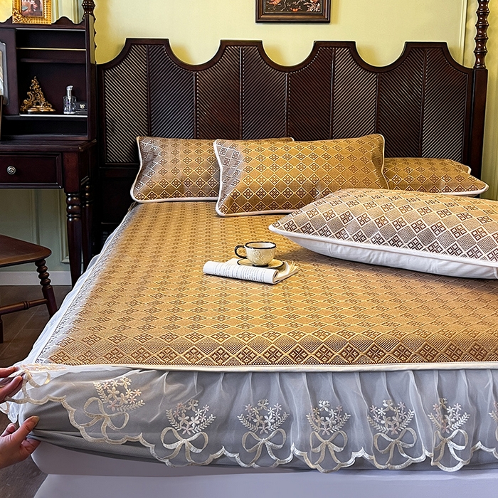 91家纺网 家纺一手货源 找家纺 （总）网红馆（ck家纺） 2026新款床笠式花边冰藤席-夏之语