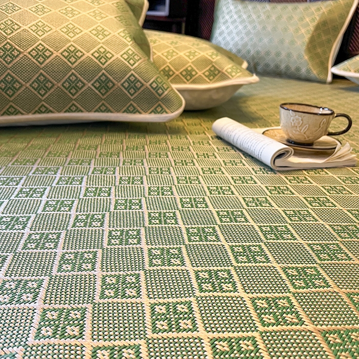 91家纺网 家纺一手货源 找家纺 网红馆（ck家纺） 2026新款床笠式花边冰藤席-夏之语 葱绿