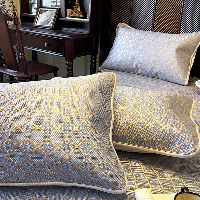 91家纺网 家纺一手货源 找家纺 网红馆（ck家纺） 2026新款床笠式花边冰藤席-夏之语 烟色