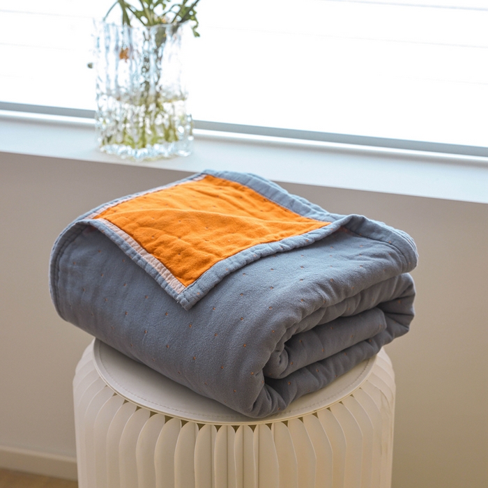 91家纺网 家纺一手货源 找家纺 （总）朴尔家纺-毛巾被 2026春夏新款 ins风纯色双拼风全棉纯加厚超柔四层纱布毛巾被夏被夏凉被空调被