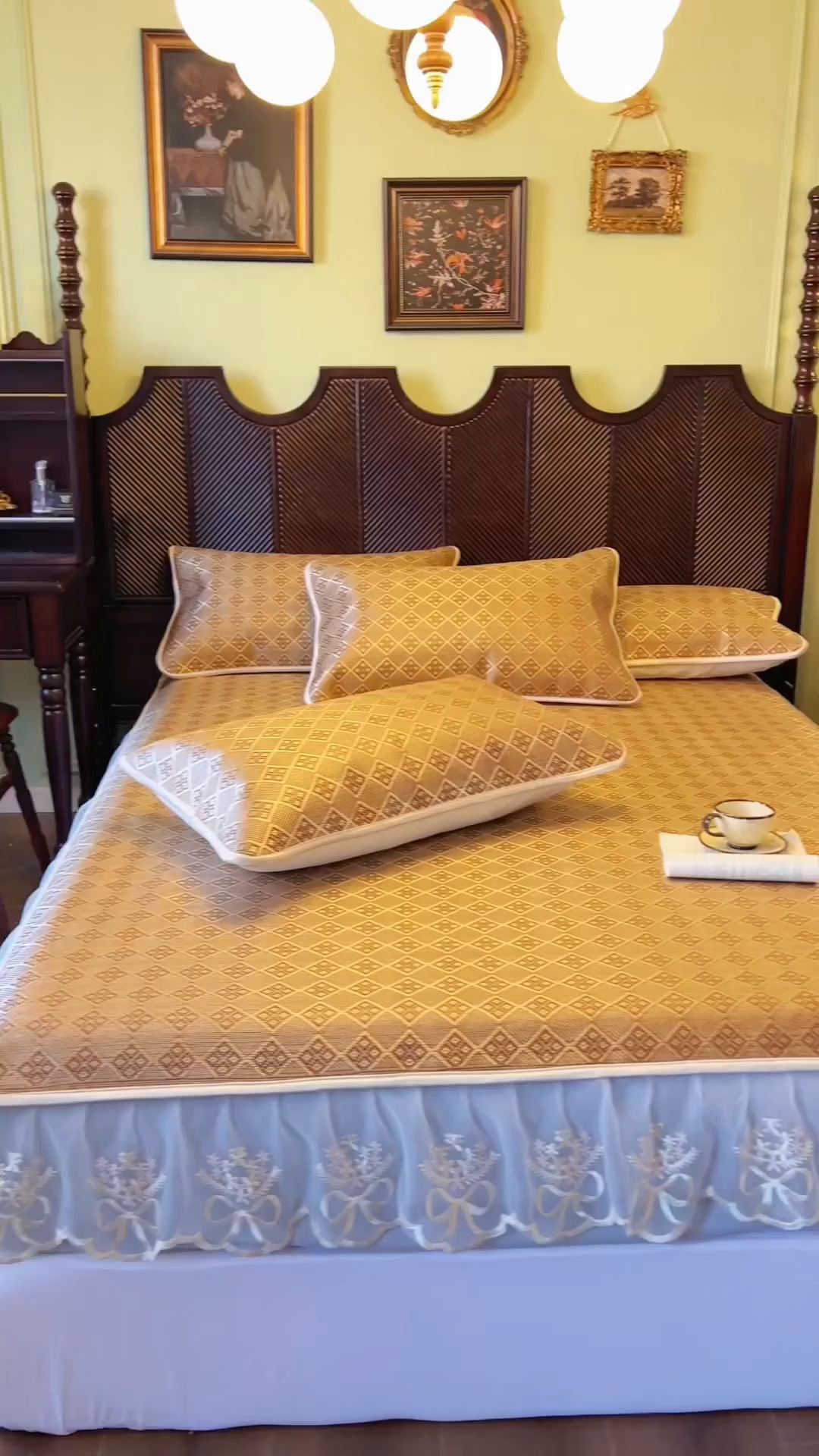 91家纺网 家纺一手货源 找家纺 （总）网红馆（ck家纺） 2026新款床笠式花边冰藤席-夏之语