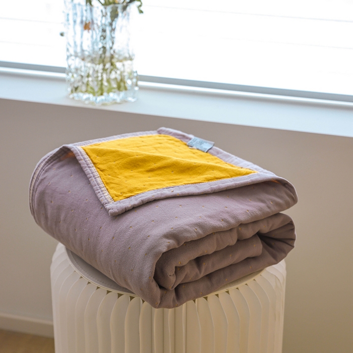 91家纺网 家纺一手货源 找家纺 朴尔家纺-毛巾被 2026春夏新款 ins风纯色双拼风全棉纯加厚超柔四层纱布毛巾被夏被夏凉被空调被 组合图仅供展示不可下单