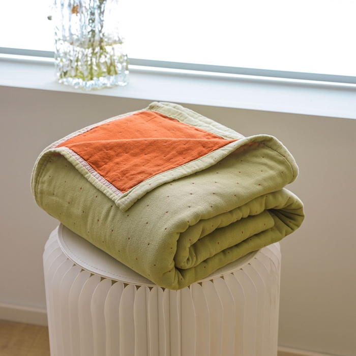 91家纺网 家纺一手货源 找家纺 朴尔家纺-毛巾被 2026春夏新款 ins风纯色双拼风全棉纯加厚超柔四层纱布毛巾被夏被夏凉被空调被 组合图仅供展示不可下单