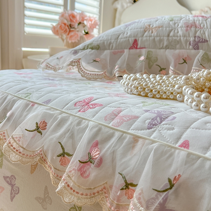 91家纺网 家纺一手货源 找家纺 网红馆（ck家纺） 2026新款水洗棉印花床笠三件套 蝶之舞