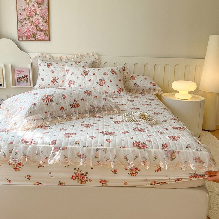 91家纺网 家纺一手货源 找家纺 网红馆（ck家纺） 2026新款水洗棉印花床笠三件套 繁花似锦