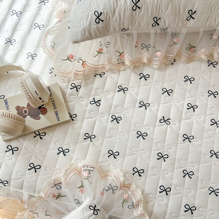 91家纺网 家纺一手货源 找家纺 网红馆（ck家纺） 2026新款水洗棉印花床笠三件套 蝴蝶结