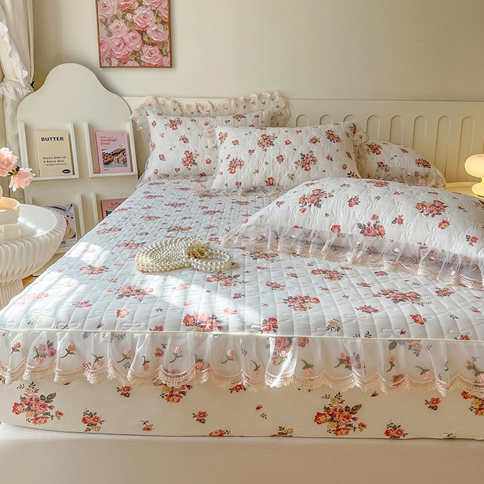 91家纺网 家纺一手货源 找家纺 网红馆（ck家纺） 2026新款水洗棉印花床笠三件套 繁花似锦