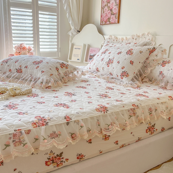 91家纺网 家纺一手货源 找家纺 网红馆（ck家纺） 2026新款水洗棉印花床笠三件套 繁花似锦