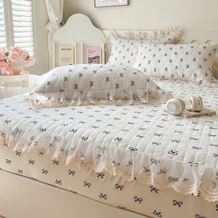 91家纺网 家纺一手货源 找家纺 网红馆（ck家纺） 2026新款水洗棉印花床笠三件套 蝴蝶结