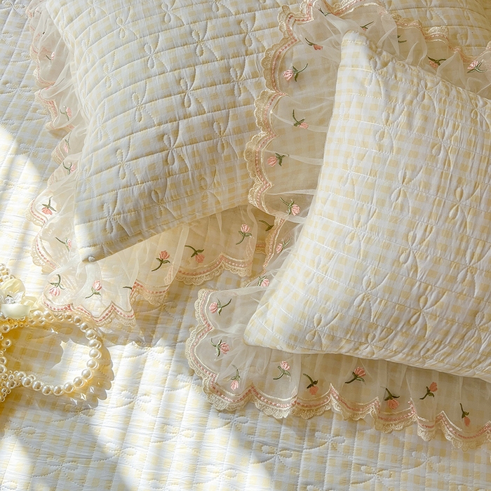 91家纺网 家纺一手货源 找家纺 网红馆（ck家纺） 2026新款水洗棉印花床笠三件套 奶油格格