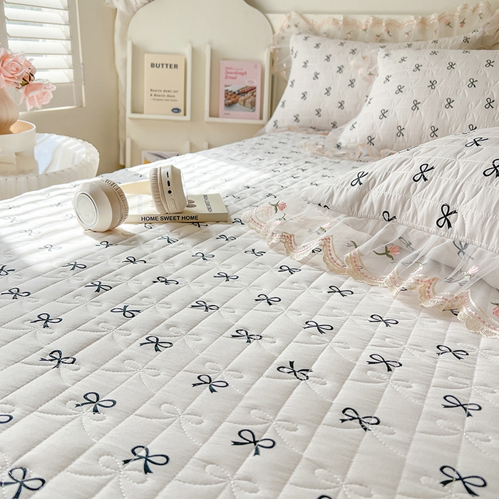 91家纺网 家纺一手货源 找家纺 网红馆（ck家纺） 2026新款水洗棉印花床笠三件套 蝴蝶结