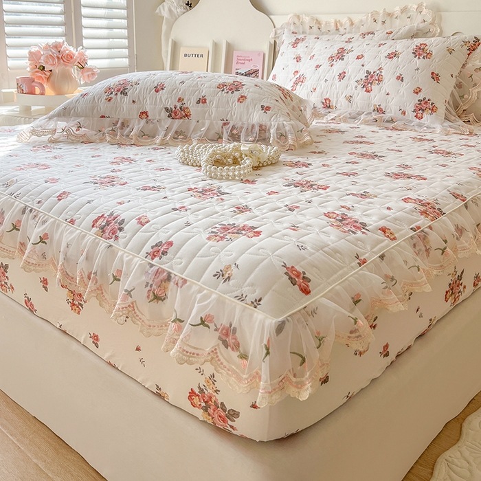 91家纺网 家纺一手货源 找家纺 网红馆（ck家纺） 2026新款水洗棉印花床笠三件套 繁花似锦