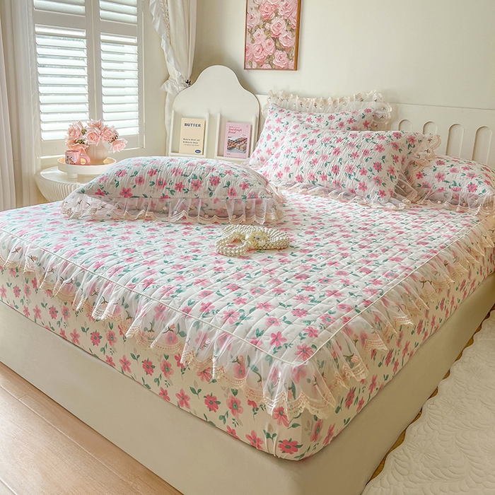 91家纺网 家纺一手货源 找家纺 网红馆（ck家纺） 2026新款水洗棉印花床笠三件套 露丝小姐