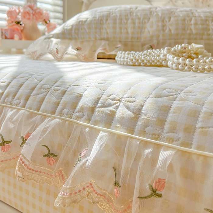 91家纺网 家纺一手货源 找家纺 网红馆（ck家纺） 2026新款水洗棉印花床笠三件套 奶油格格