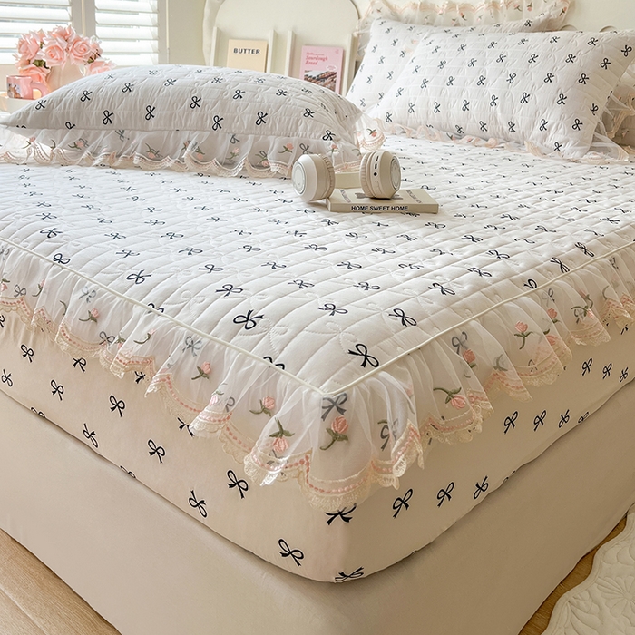 91家纺网 家纺一手货源 找家纺 网红馆（ck家纺） 2026新款水洗棉印花床笠三件套 蝴蝶结