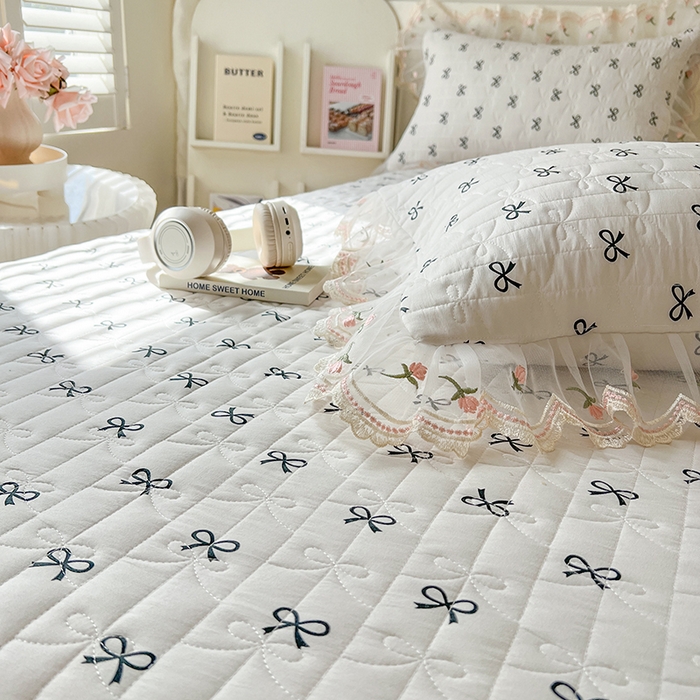 91家纺网 家纺一手货源 找家纺 网红馆（ck家纺） 2026新款水洗棉印花床笠三件套 蝴蝶结