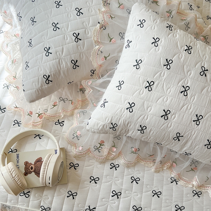 91家纺网 家纺一手货源 找家纺 网红馆（ck家纺） 2026新款水洗棉印花床笠三件套 蝴蝶结