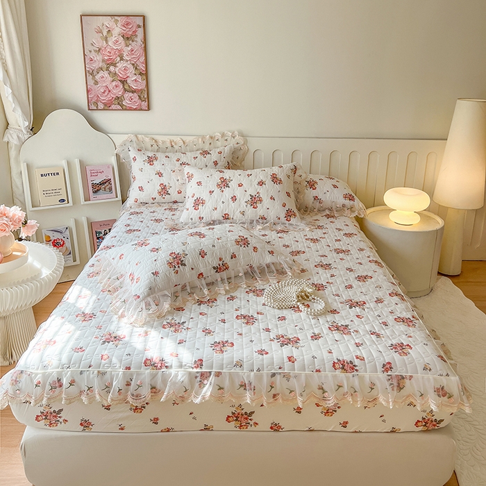 91家纺网 家纺一手货源 找家纺 网红馆（ck家纺） 2026新款水洗棉印花床笠三件套 繁花似锦